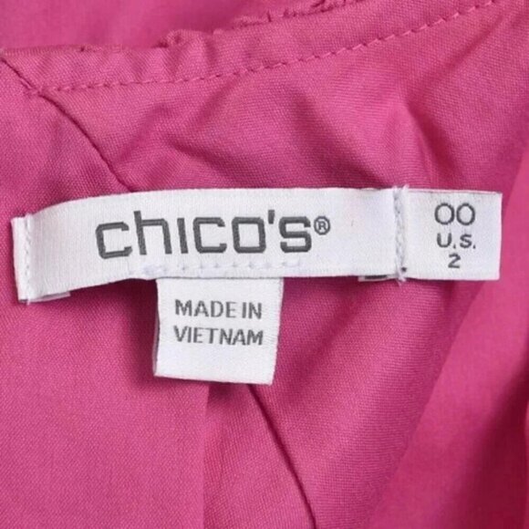 Chico's Poplin Balloon Sleeve Dress Pink Size 12 - Picture 6 of 10